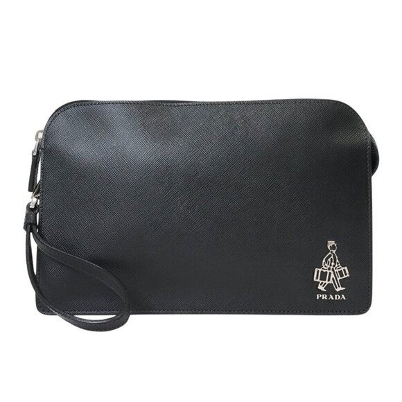 Prada Saffiano Leather Travel Pouch Clutch